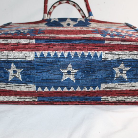CHRISTIAN DIOR Canvas Embroidered Exclusive US Book Tote Red White Blue - Picture 10 of 12